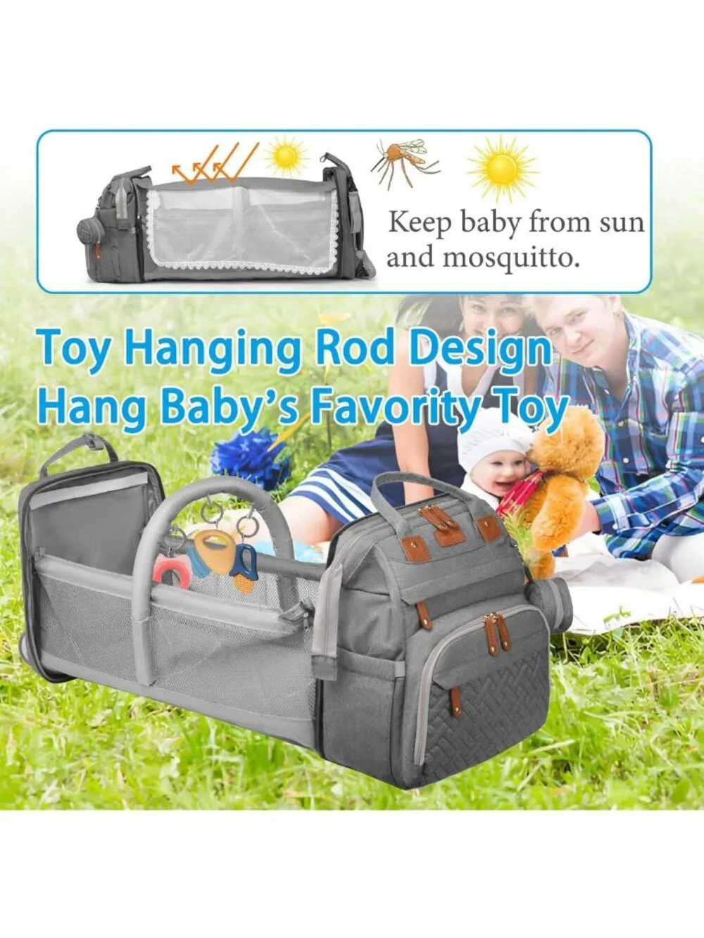 Stylish Waterproof Diaper Bag Backpack with Changing Station, USB Port